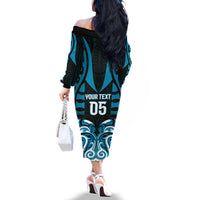Custom Aotearoa Ngati Porou Family Matching Off The Shoulder Long Sleeve Dress and Hawaiian Shirt Maori Pattern New Zealand - Polynesian Pride