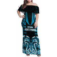 Custom Aotearoa Ngati Porou Family Matching Off Shoulder Maxi Dress and Hawaiian Shirt Maori Pattern New Zealand - Polynesian Pride