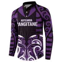 Custom Aotearoa Rangitane Button Sweatshirt Maori Pattern New Zealand - Polynesian Pride