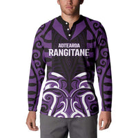 Custom Aotearoa Rangitane Button Sweatshirt Maori Pattern New Zealand - Polynesian Pride