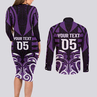 Custom Aotearoa Rangitane Couples Matching Long Sleeve Bodycon Dress and Long Sleeve Button Shirt Maori Pattern New Zealand - Polynesian Pride