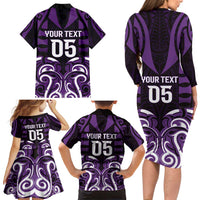 Custom Aotearoa Rangitane Family Matching Long Sleeve Bodycon Dress and Hawaiian Shirt Maori Pattern New Zealand - Polynesian Pride