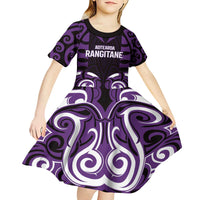 Custom Aotearoa Rangitane Kid Short Sleeve Dress Maori Pattern New Zealand - Polynesian Pride