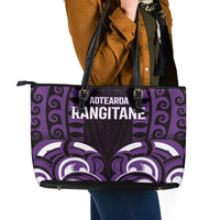 Aotearoa Rangitane Leather Tote Bag Maori Pattern New Zealand - Polynesian Pride