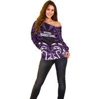 Custom Aotearoa Rangitane Off Shoulder Sweater Maori Pattern New Zealand - Polynesian Pride