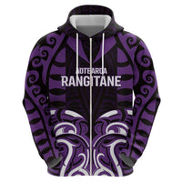 Custom Aotearoa Rangitane Zip Hoodie Maori Pattern New Zealand - Polynesian Pride