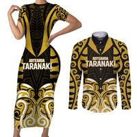 Custom Aotearoa Taranaki Couples Matching Short Sleeve Bodycon Dress and Long Sleeve Button Shirt Maori Pattern New Zealand - Polynesian Pride