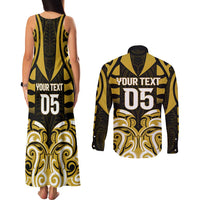 Custom Aotearoa Taranaki Couples Matching Tank Maxi Dress and Long Sleeve Button Shirt Maori Pattern New Zealand - Polynesian Pride
