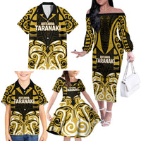Custom Aotearoa Taranaki Family Matching Off The Shoulder Long Sleeve Dress and Hawaiian Shirt Maori Pattern New Zealand - Polynesian Pride