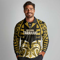 Custom Aotearoa Taranaki Long Sleeve Polo Shirt Maori Pattern New Zealand - Polynesian Pride