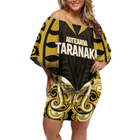 Custom Aotearoa Taranaki Off Shoulder Short Dress Maori Pattern New Zealand - Polynesian Pride