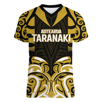 Custom Aotearoa Taranaki Women V-Neck T-Shirt Maori Pattern New Zealand - Polynesian Pride