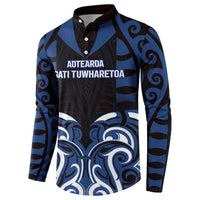 Custom Aotearoa Ngati Tuwharetoa Button Sweatshirt Maori Pattern New Zealand - Polynesian Pride