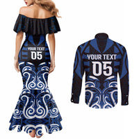 Custom Aotearoa Ngati Tuwharetoa Couples Matching Mermaid Dress and Long Sleeve Button Shirt Maori Pattern New Zealand - Polynesian Pride
