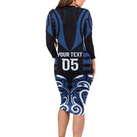 Custom Aotearoa Ngati Tuwharetoa Long Sleeve Bodycon Dress Maori Pattern New Zealand - Polynesian Pride