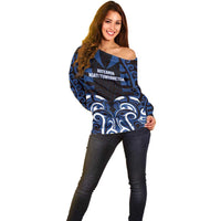Custom Aotearoa Ngati Tuwharetoa Off Shoulder Sweater Maori Pattern New Zealand - Polynesian Pride