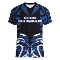 Custom Aotearoa Ngati Tuwharetoa Women V-Neck T-Shirt Maori Pattern New Zealand - Polynesian Pride