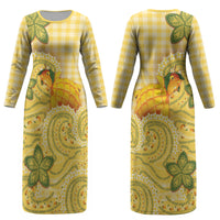 Hawaii Palaka Couples Matching Long Sleeve Bodycon Dress and Hawaiian Shirt Cute Ripe Mango Turtle On The Waves DT05 - Polynesian Pride