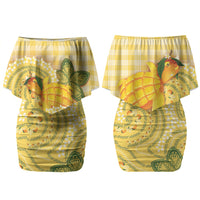 Hawaii Palaka Couples Matching Off Shoulder Short Dress and Hawaiian Shirt Cute Ripe Mango Turtle On The Waves DT05 - Polynesian Pride