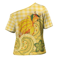 Hawaii Palaka Cross Shoulder Shirt Cute Ripe Mango Turtle On The Waves