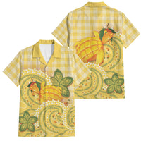 Hawaii Palaka Family Matching Off Shoulder Maxi Dress and Hawaiian Shirt Cute Ripe Mango Turtle On The Waves DT05 Dad's Shirt - Short Sleeve Yellow - Polynesian Pride