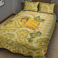 Hawaii Palaka Quilt Bed Set Cute Ripe Mango Turtle On The Waves DT05 - Polynesian Pride