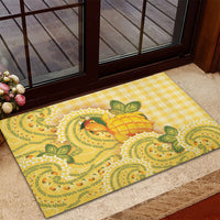 Hawaii Palaka Rubber Doormat Cute Ripe Mango Turtle On The Waves DT05 - Polynesian Pride