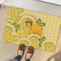 Hawaii Palaka Rubber Doormat Cute Ripe Mango Turtle On The Waves DT05 - Polynesian Pride