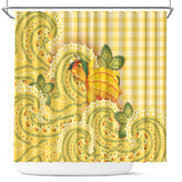 Hawaii Palaka Shower Curtain Cute Ripe Mango Turtle On The Waves DT05 Yellow - Polynesian Pride