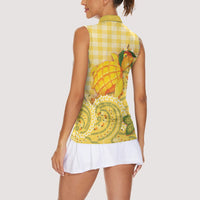 Hawaii Palaka Women Sleeveless Polo Shirt Cute Ripe Mango Turtle On The Waves DT05 - Polynesian Pride