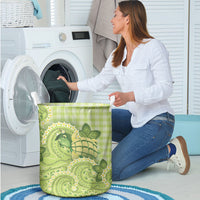 Hawaii Palaka Laundry Basket Cute Green Mango Turtle On The Waves DT05 - Polynesian Pride