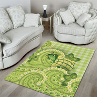 Hawaii Palaka Area Rug Cute Green Mango Turtle On The Waves DT05 - Polynesian Pride