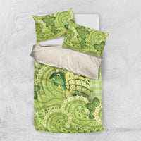 Hawaii Palaka Bedding Set Cute Green Mango Turtle On The Waves DT05 US Twin 172cm x 218cm Green - Polynesian Pride