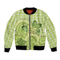 Hawaii Palaka Bomber Jacket Cute Green Mango Turtle On The Waves DT05 Unisex Green - Polynesian Pride
