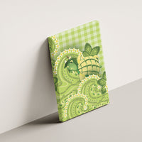 Hawaii Palaka Canvas Wall Art Cute Green Mango Turtle On The Waves DT05 - Polynesian Pride