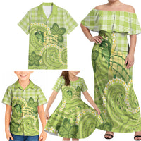 Hawaii Palaka Family Matching Off Shoulder Maxi Dress and Hawaiian Shirt Cute Green Mango Turtle On The Waves DT05 - Polynesian Pride