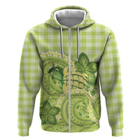 Hawaii Palaka Hoodie Cute Green Mango Turtle On The Waves DT05 Zip Hoodie Green - Polynesian Pride