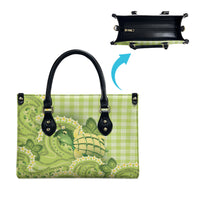 Hawaii Palaka Leather Bag Cute Green Mango Turtle On The Waves DT05 - Polynesian Pride