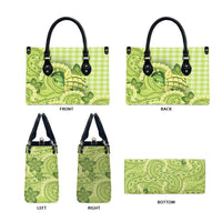 Hawaii Palaka Leather Bag Cute Green Mango Turtle On The Waves DT05 - Polynesian Pride