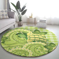 Hawaii Palaka Round Carpet Cute Green Mango Turtle On The Waves DT05 - Polynesian Pride
