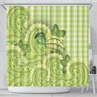 Hawaii Palaka Shower Curtain Cute Green Mango Turtle On The Waves DT05 - Polynesian Pride