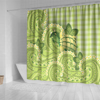Hawaii Palaka Shower Curtain Cute Green Mango Turtle On The Waves DT05 - Polynesian Pride
