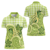 Hawaii Palaka Women Polo Shirt Cute Green Mango Turtle On The Waves DT05 - Polynesian Pride