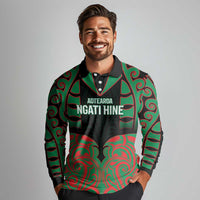 Custom Aotearoa Ngati Hine Long Sleeve Polo Shirt Maori Pattern New Zealand - Polynesian Pride
