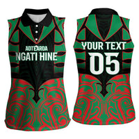 Custom Aotearoa Ngati Hine Women Sleeveless Polo Shirt Maori Pattern New Zealand - Polynesian Pride