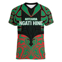 Custom Aotearoa Ngati Hine Women V-Neck T-Shirt Maori Pattern New Zealand - Polynesian Pride