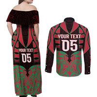 Custom Aotearoa Tuhoe Couples Matching Off Shoulder Maxi Dress and Long Sleeve Button Shirt Maori Pattern New Zealand - Polynesian Pride