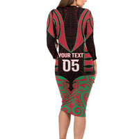 Custom Aotearoa Tuhoe Family Matching Long Sleeve Bodycon Dress and Hawaiian Shirt Maori Pattern New Zealand - Polynesian Pride
