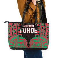Aotearoa Tuhoe Leather Tote Bag Maori Pattern New Zealand - Polynesian Pride
