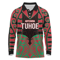 Custom Aotearoa Tuhoe Long Sleeve Polo Shirt Maori Pattern New Zealand - Polynesian Pride